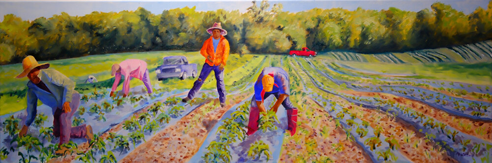 Workers out in the fields.